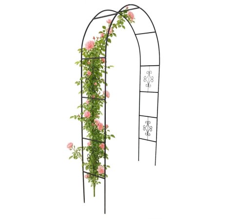 Pergola ogrodowa metalowa łuk uchwyt na róże kwiaty pnącza 240cm zielony