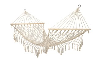 Hamak ogrodowy brazylijski boho siatka frędzle 200cm 150kg Ecru