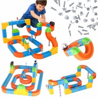 Klocki magnetyczne konstrukcyjne tor wyścigowy pociągi 140 elementów