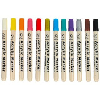 Markery akrylowe do tkanin kamieni pisaki flamastry mazaki wodoodporne DIY 12 szt.