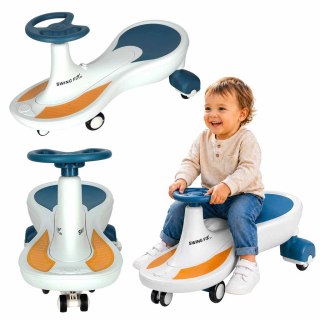 Jeździk grawitacyjny LED Swing Fix S4 świecące koła z muzyką grający 76cm niebiesko-biały max 100kg
