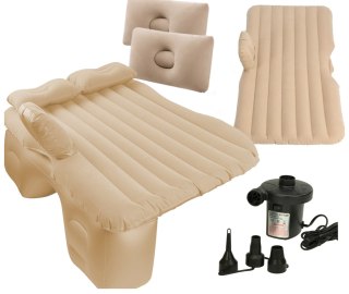 Materac łóżko do samochodu auta dmuchany pompka 130cm x 80cm beżowy